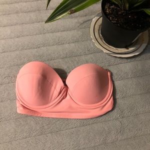 SOLD pink strapless bikini top